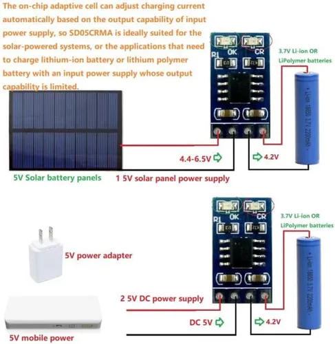 Vista 6 de 1A 4. 2V 3. 7VLiPo Li ion Cargador de batería de litio MPPT Módulo de controlador solar de batería de litio Módulo solar (sin clavija)