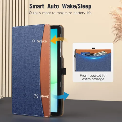 Vista 6 de MoKo Funda para Samsung Galaxy Tab A11+/ A11 Plus/ A9+/ A9 Plus de 11 pulgadas 2026/2024, piel sintética multiángulo con correa de mano, bolsillo