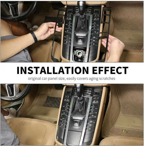 Vista 2 de Cubierta decorativa de panel de botones multifunción para Porsche Macan 2014-2020, accesorios interiores de fibra de carbono real Ultra-Light