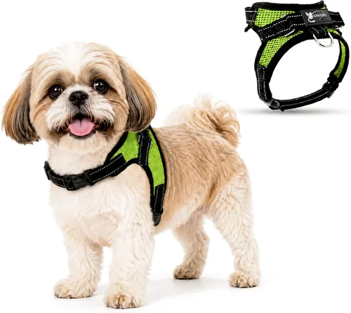Vista 24 de Arnés ajustable reflectante para perro con asa evita tirones, XXS, Negro