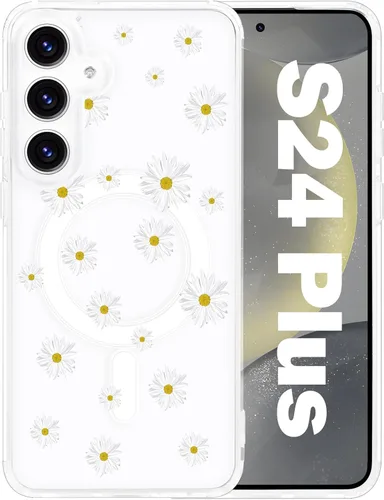 Vista 42 de Funda magnética para Samsung Galaxy S22 Ultra Flower, compatible con MagSafe, patrón floral transparente a prueba de golpes, parte trasera