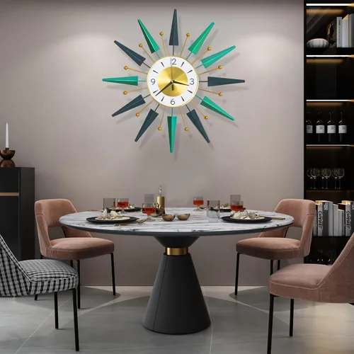 Vista 5 de Reloj grande silencioso de mediados de siglo sin tictac, reloj de pared grande de 23.6 pulgadas decorativo de metal, decoración moderna