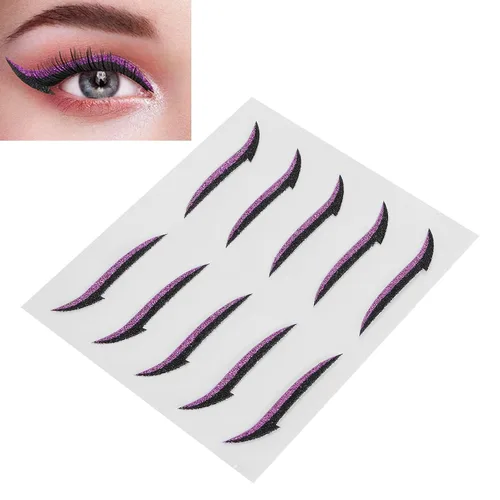 Vista 5 de Brrnoo Calcomanías reutilizables con purpurina, adhesivo para maquillaje de ojos de mujer, calcomanías autoadhesivas para bodas, fiestas de baile