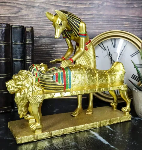 Vista 7 de Ebros Deidad egipcia antigua Anubis dorado embalsamamiento faraón Estatua de momia clásica Egipcia Dios de los muertos Guía de la escultura