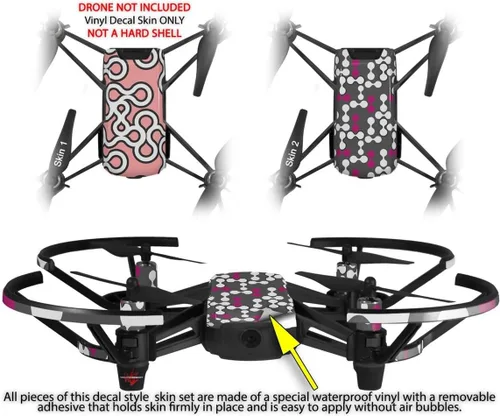 Vista 2 de Skin Decal Wrap 2 Pack Compatible with DJI Ryze Tello Locknodes 03 Pink Drone NOT Included