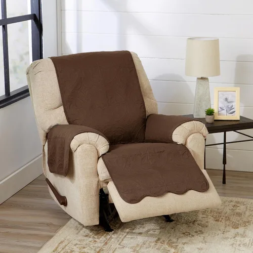 Vista 28 de Great Bay Home Funda reversible de retazos reclinable, lavable, protector de muebles con correas elásticas, perfecta para niños y mascotas, detalle