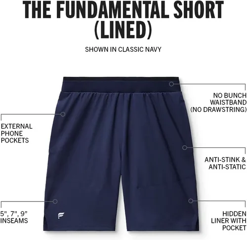 Vista 6 de Fabletics The Fundamental - Pantalón corto para hombre (forro), entrenamiento, correr, entrenamiento, gimnasio, yoga, ultraligero, atlético