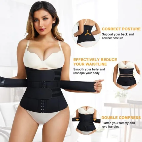 Vista 3 de LMOYAKG Corsé de entrenamiento de cintura para mujer, cinturón recortador, faja deportiva con control de abdomen y huesos de acero