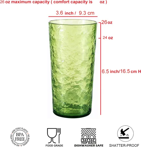 Vista 2 de KX-WARE Vasos de agua acrílicos de 26 onzas, vasos de plástico más grandes, juego de 8 colores mixtos