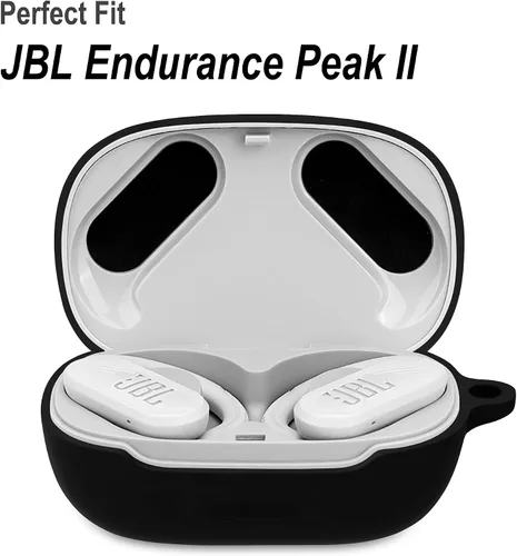 Vista 4 de Geiomoo Funda de transporte de silicona compatible con JBL Endurance Peak II, funda portátil resistente a los arañazos con mosquetón (negro)