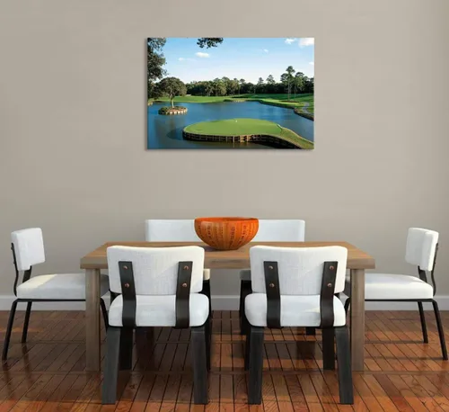 Vista 2 de chenchenArt Arte de pared de campo de golf de Estados Unidos TPC Sawgrass Golf Course Cuadros Impresiones en lienzo Decoración de pared de golf