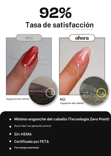 Vista 3 de ohora - Tiras de uñas de gel semicuradas (N papel crema)