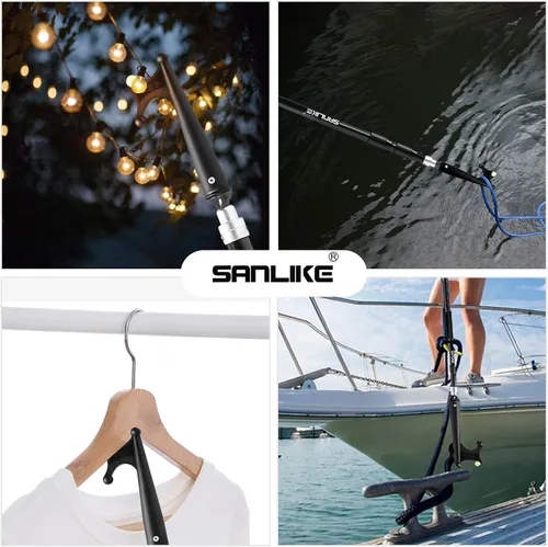 Vista 4 de SANLIKE Telescoping Boat Hook for Docking, Floating Fiberglass Dock Hook with Luminous Bead, Twist-Lock Extension Pole, Non-Slip Handle, Rustproof