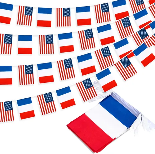 Vista 12 de Banderín de bandera de amistad estadounidense y mexicana, mini banderas de Estados Unidos México, decoración nacional de país para escuela, fiesta