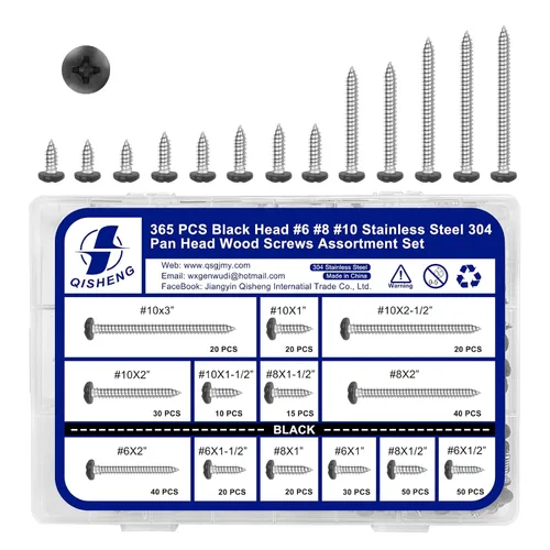 Vista 10 de QISHENG Black Head 100 PCS #4x1/4(0.25 pulgadas) Tornillos Phillips para Madera de Cabeza Redonda de Acero Inoxidable, Tornillo de Acero Inoxidable