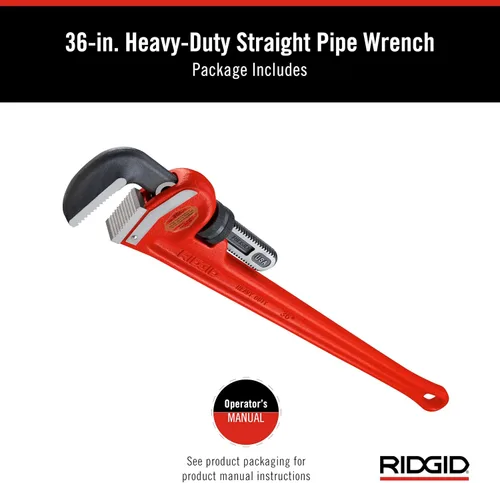 Vista 2 de Ridgid 31035 model 36 Heavy-Duty Straight Pipe Wrench, 36" Plumbing Wrench