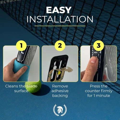 Vista 4 de Tenis y pádel puntuación para raquetas ultraligero adhesivo 3M Rastreador de puntuación de raqueta de tenis y juego de marcador imprescindible