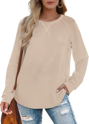Vista 2 de Sudaderas para mujer, cuello redondo, ajuste holgado, camisetas de manga larga para mujer