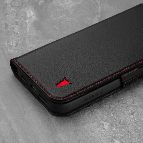 Vista 6 de TORRO Funda compatible con iPhone 13 Mini – Funda de piel premium tipo cartera con soporte y ranuras para tarjetas (negro)