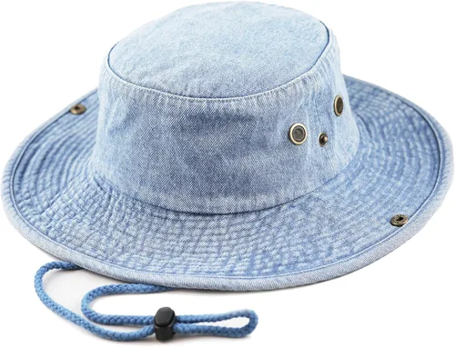Vista 21 de The Hat Depot - Sombrero de safari, de algodón lavado a la piedra, de ala ancha, plegable, doble cara y sombrero de pesca