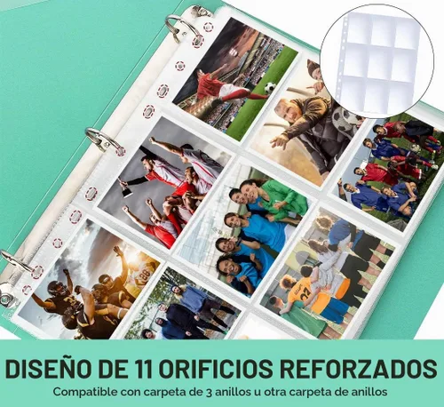 Vista 5 de 100 páginas para tarjetas coleccionables con 9 bolsillos, 11 agujeros, para carpetas de 3 anillas 9 bolsillos por página, 11 agujeros perforados