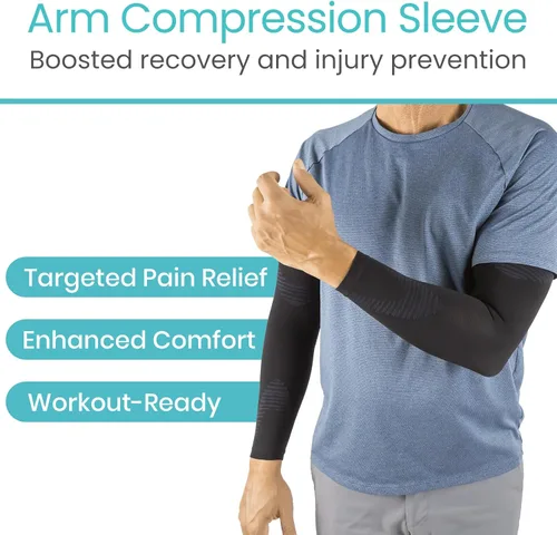 Vista 3 de Vive Manga de compresión de brazo para hombres, mujeres, 20-30 mmHg médica graduada con protección UV, para tendinitis, artritis