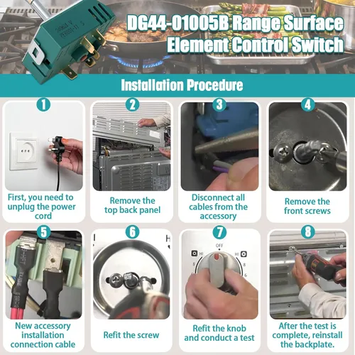 Vista 4 de Interruptor de control infinito de doble rango DG44-01005B, sustituye a DG44-01005A. Apto para horno/estufa Samsung. Número de producción original
