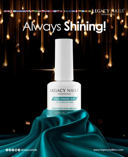 Vista 4 de Legacy Nails Professional PRO FINISH GEL 0.5 oz – Sellador de uñas acrílico de alto brillo para un brillo duradero – Fórmula de secado rápido