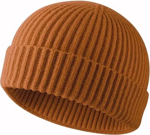Vista 7 de ROYBENS Swag Wool Knit Cuff Short Fisherman Beanie for Men Women Winter Hat 1 albaricoque