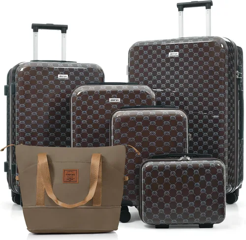 Vista 104 de Merax 3 piezas expandible ABS Hardshell equipaje Sets Spinner Wheel Maleta TSA Lock Suit Case, Apertura frontal negra, Juego de 2 piezas, Maleta