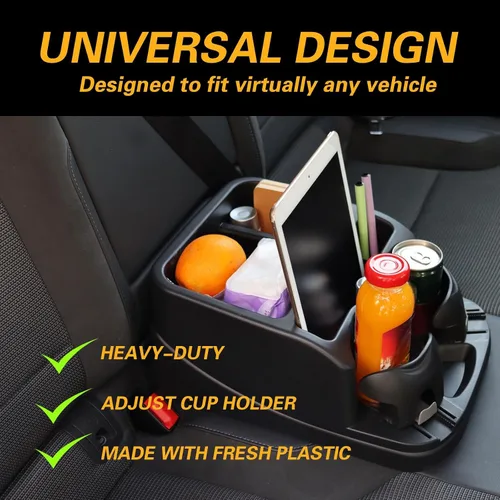 Vista 3 de Consola Central Universal Grande para Automóviles, Camiones, Minivans, SUVs, Organizador de Consola de Automóvil con 2 Portavasos Ajustables