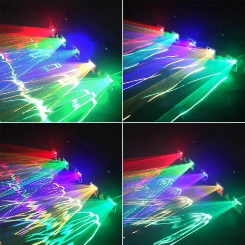 Vista 5 de U`King - Luz láser de DJ, 5 efectos de haz de luz, luces de fiesta de DJ activadas por sonido, espectáculo de luz láser RGBYC LED con control DMX