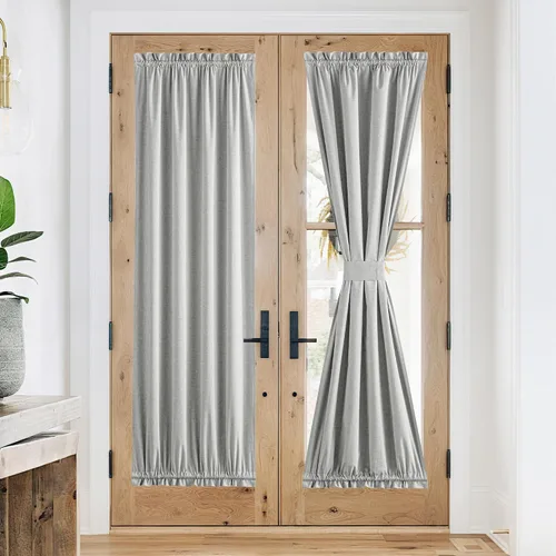 Vista 126 de NICETOWN Cortinas de Lino para Puerta Lateral - Cortinas Opacas con Aislamiento Térmico para Puerta Delantera Francesa para Sombra Pequeña