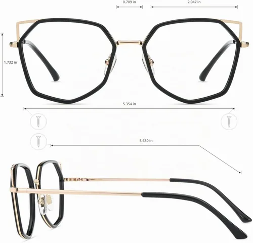 Vista 4 de Firmoo Blue Light Blocking Reading Glasses for Women, Stylish Anti Eyestrain Cat Eye Computer Glasses, S985 Negro dorado