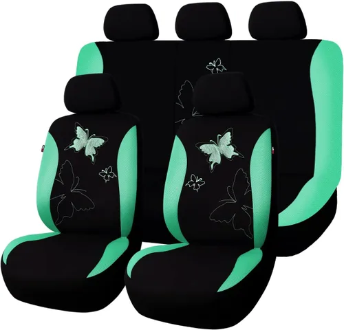 Vista 34 de Flying Banner - Juego completo de fundas para asiento de automóvil Butterfly, estilo universal de moda para mujer, para banco trasero (divisible)