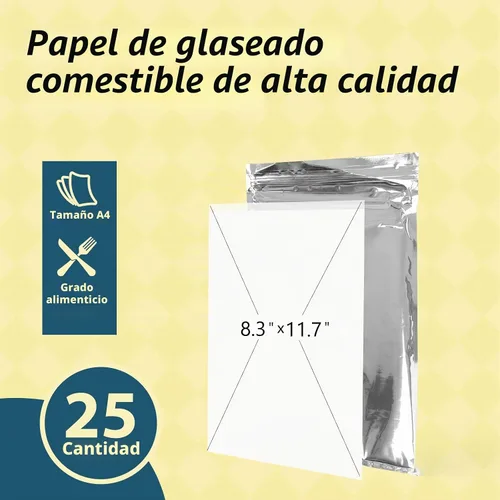 Vista 2 de Papel comestible, 25 piezas, hojas de glaseado de papel de azúcar de 11.7 x