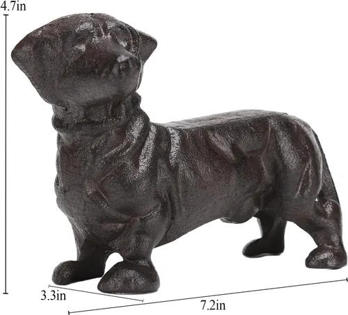 Vista 2 de BRASSTAR Cabeza giratoria de hierro fundido para mirar al perro salchicha estatua de mascota pisapapeles lindo cachorro estatuilla regalo jardín