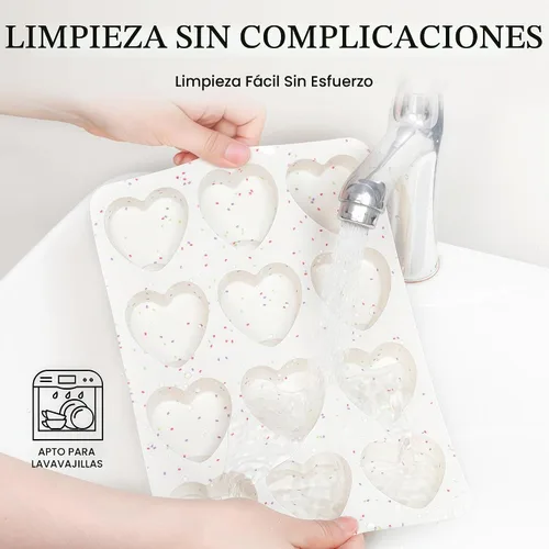 Vista 7 de Moldes de silicona pequeños en forma de corazón de 2 pulgadas para chocolate, caramelo, pastel, jabón (Juego de 2, crema)