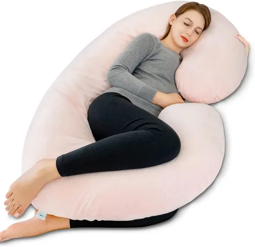 Vista 15 de INSEN - Almohada de embarazo, almohada corporal de maternidad para embarazadas, almohada de embarazo en forma de C con funda de almohada corporal