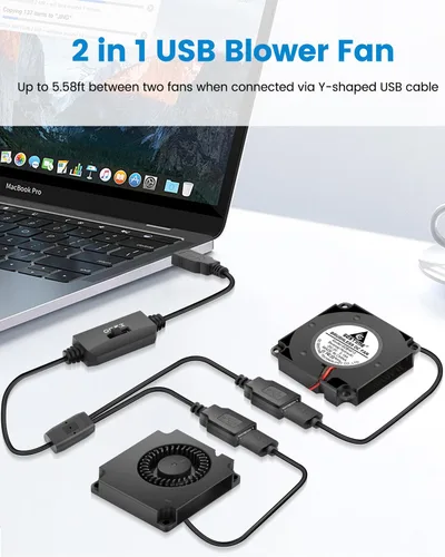 Vista 4 de GDSTIME - Ventilador USB de 1.575 in con control de 3 velocidades, alimentación de 5 V CC, paquete de 2 Hydraulic Bearing, L/M/H Adjustable