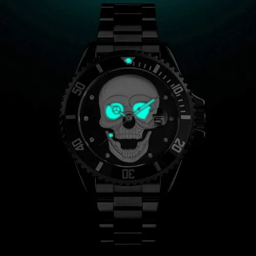 Vista 2 de HUNRUY Relojes de calavera para hombre 3D esqueleto unidireccional bisel 30M impermeable cuarzo relojes de pulsera, Moda