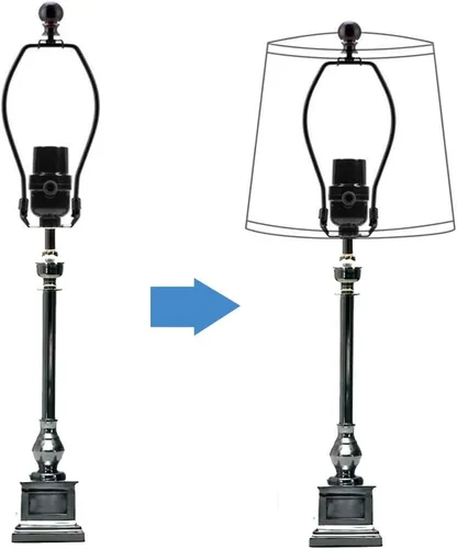 Vista 4 de ECUDIS Lámpara de arpa de 8 pulgadas con base de sillín de luz y tornillo de remate para lámpara de mesa y pie (1 unidad)