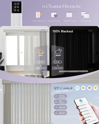 Vista 3 de Graywind Persianas verticales motorizadas compatibles con Alexa Google Privacidad reversibles opacas persianas verticales inteligentes control