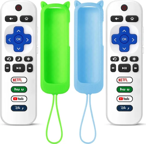 Vista 10 de (Paquete de 2) Repuesto para control remoto Roku TV con cubierta de 2Remote+Cubierta Azul Resplandor+Cubierta Verde Resplandor