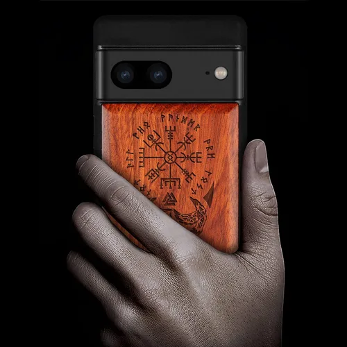 Vista 2 de Carveit Funda de madera para Pixel 7 [madera natural y TPU suave negro] a prueba de golpes, funda de madera única y elegante compatible con Google