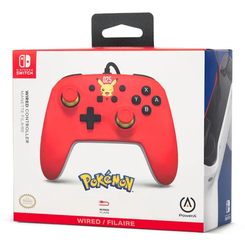 Vista 9 de PowerA Nintendo Switch Wired Controller - Laughing Pikachu, Pokemon Switch Controller, Detachable 10ft USB Cable, Plug & Play, Officially Licensed