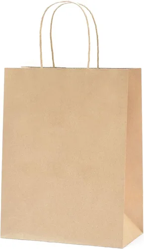 Vista 11 de Nexmint Bolsas de papel kraft de 8 x 10.5 pulgadas, bolsas de regalo con asa para cumpleaños, vacaciones, regalos, recuerdos de fiesta, venta al por