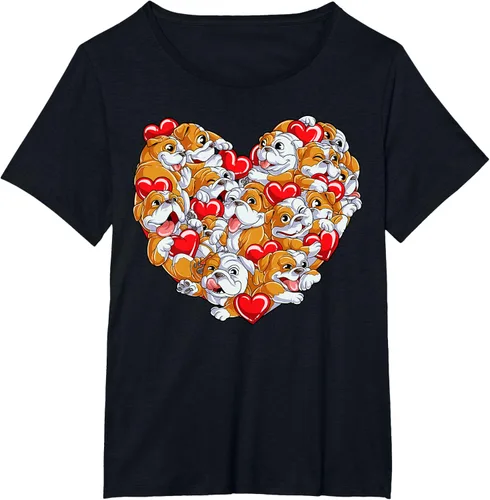 Vista 24 de Camiseta inglesa para el día de San Valentín con diseño de corazón y perro amante de los niños Negro