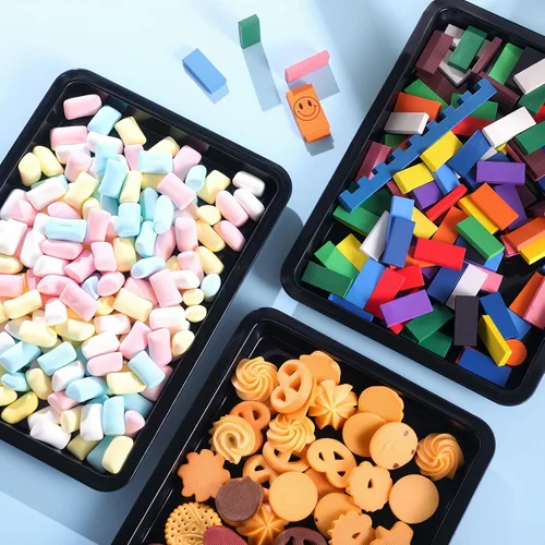 Vista 3 de Zonon 12 Pcs Plastic Art Trays 13.4 x 9.8 x 1 Inch Back to School Supplies Colorful Art Trays Stackable Activity Tray Office Storage Container for