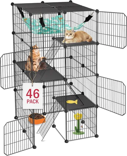Vista 10 de VISCOO Jaula para gatos (para gatito), recintos para gatos Catio de 3